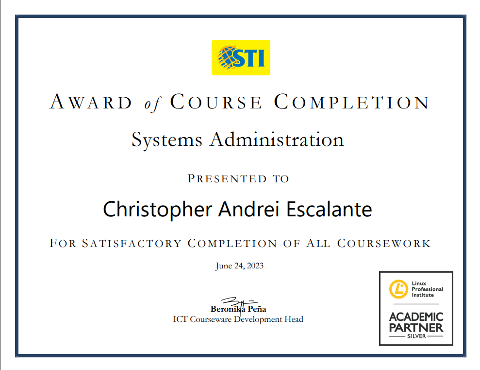 Systems Administration Certificate